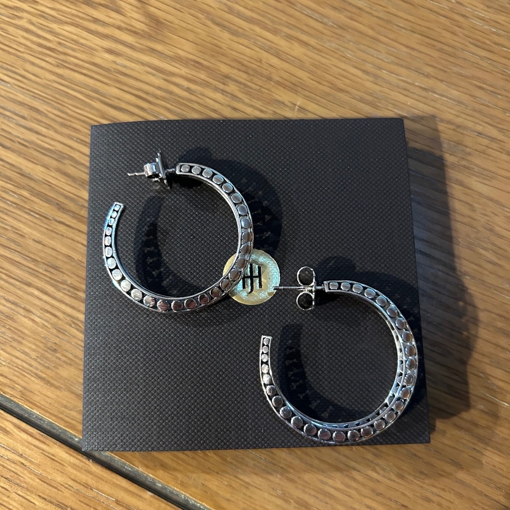 John Hardy Sterling Silver 35 MM Medium Dot Hoop Earrings